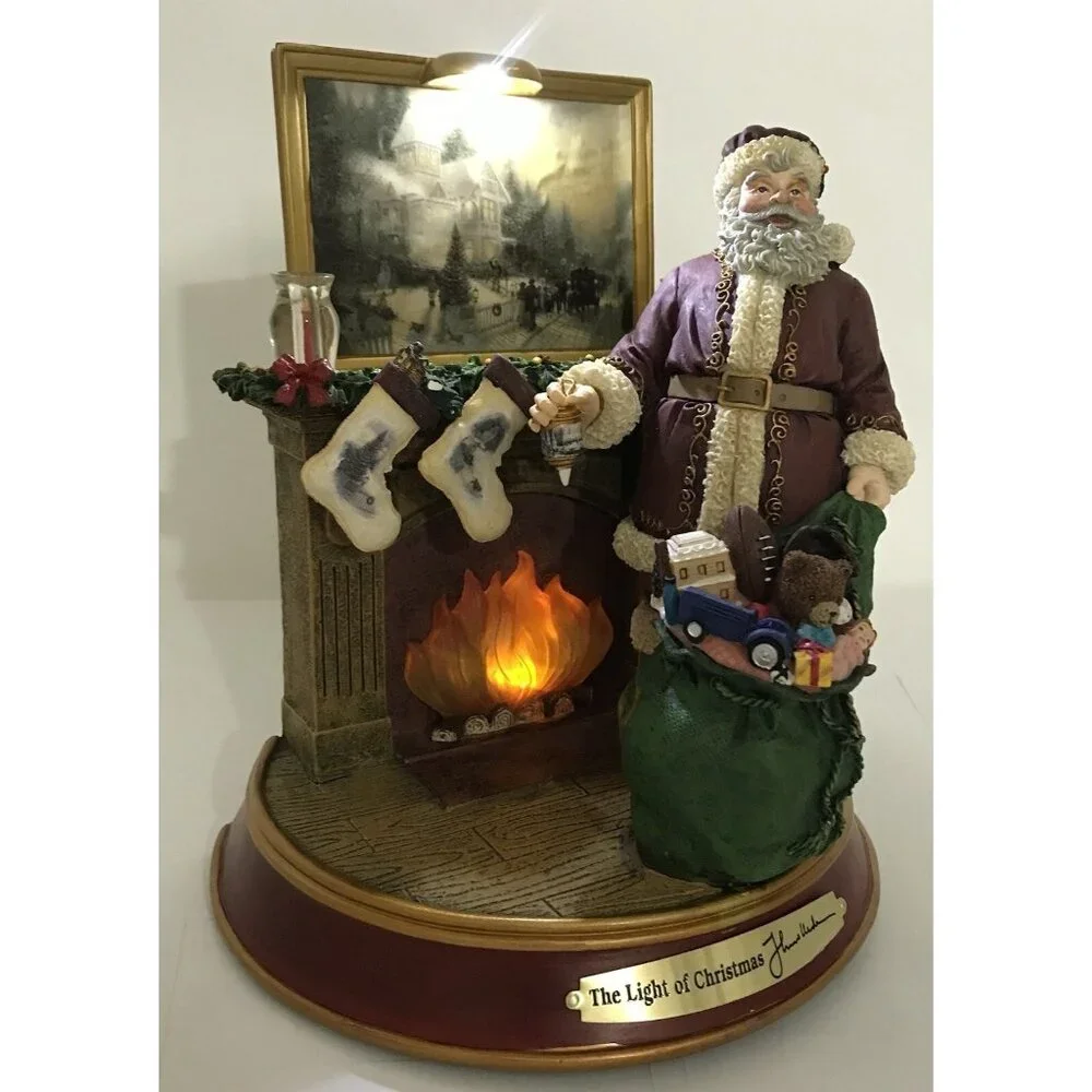 Thomas Kinkade Light Up The Holidays Light Of Christmas Santa Fireplace Bradford